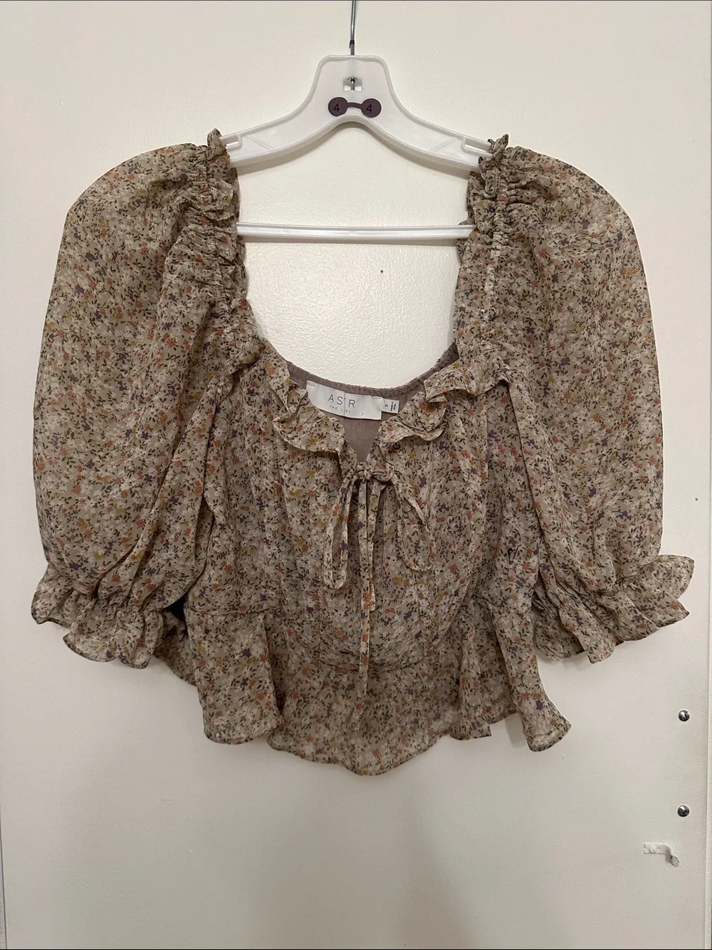 NWOT ASTR the Label Floral Ruffle Peasant Crop Top [ SMALL ]